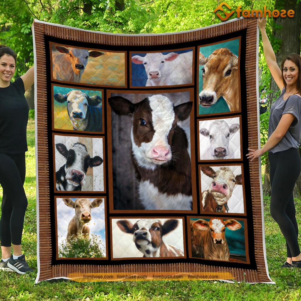 Cute Cow Blanket, Cow Fleece Blanket - Sherpa Blanket Gift For Cow Lover