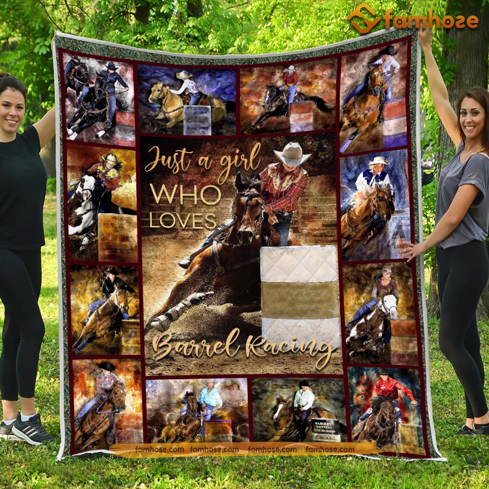 Barrel Racing Blanket, Just A Girl Who Loves Barrel Racing Fleece Blanket - Sherpa Blanket Gift For Barrel Racing Lover