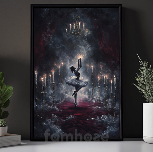 Halloween Ballet Canvas Painting, Candlelight Waltz Wall Art Decor, Spooky Season Poster Gift For Ballet Lovers