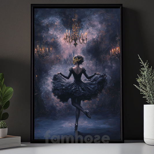 Halloween Ballet Canvas Painting, Midnight Masquerade Wall Art Decor, Spooky Season Poster Gift For Ballet Lovers