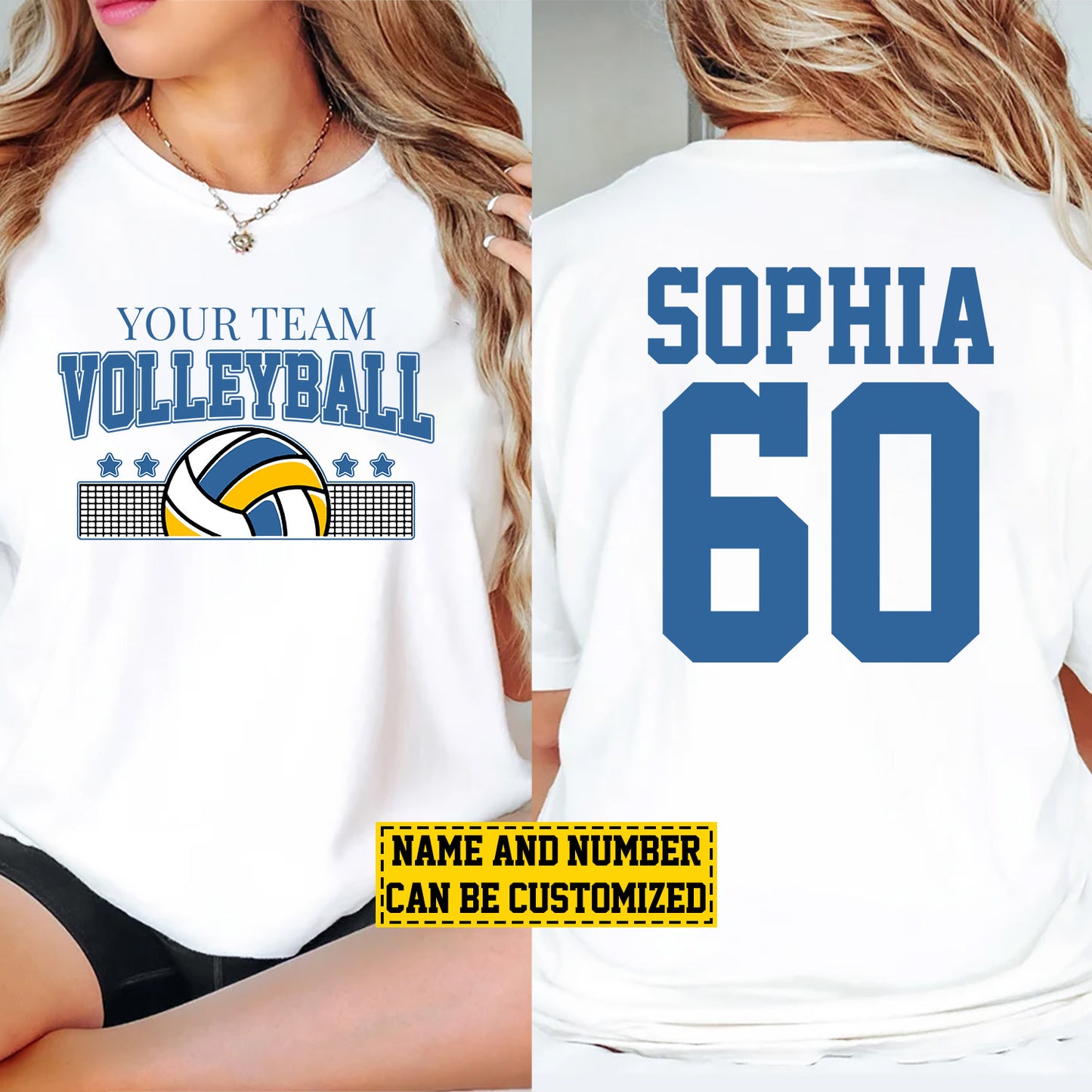 Personalized Volleyball Two-sided T-shirt, Custom Volleyball Team, Gift For Volleyball Lovers