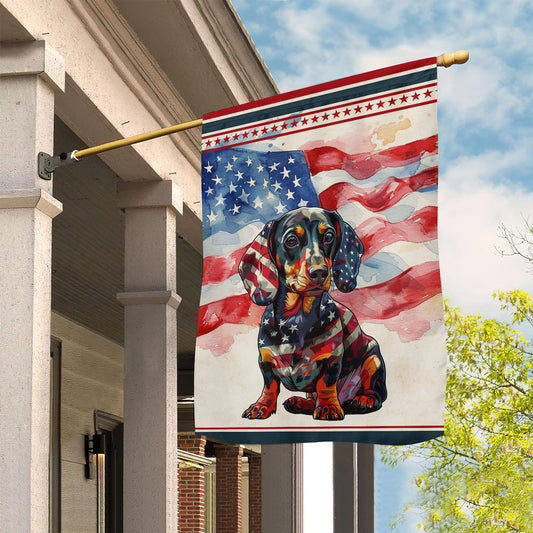 July 4th Dachshund Dog Garden Flag House Flag The Patriotic Dachshund Independence Day Yard Flag Gift For Dachshund Dog Lovers