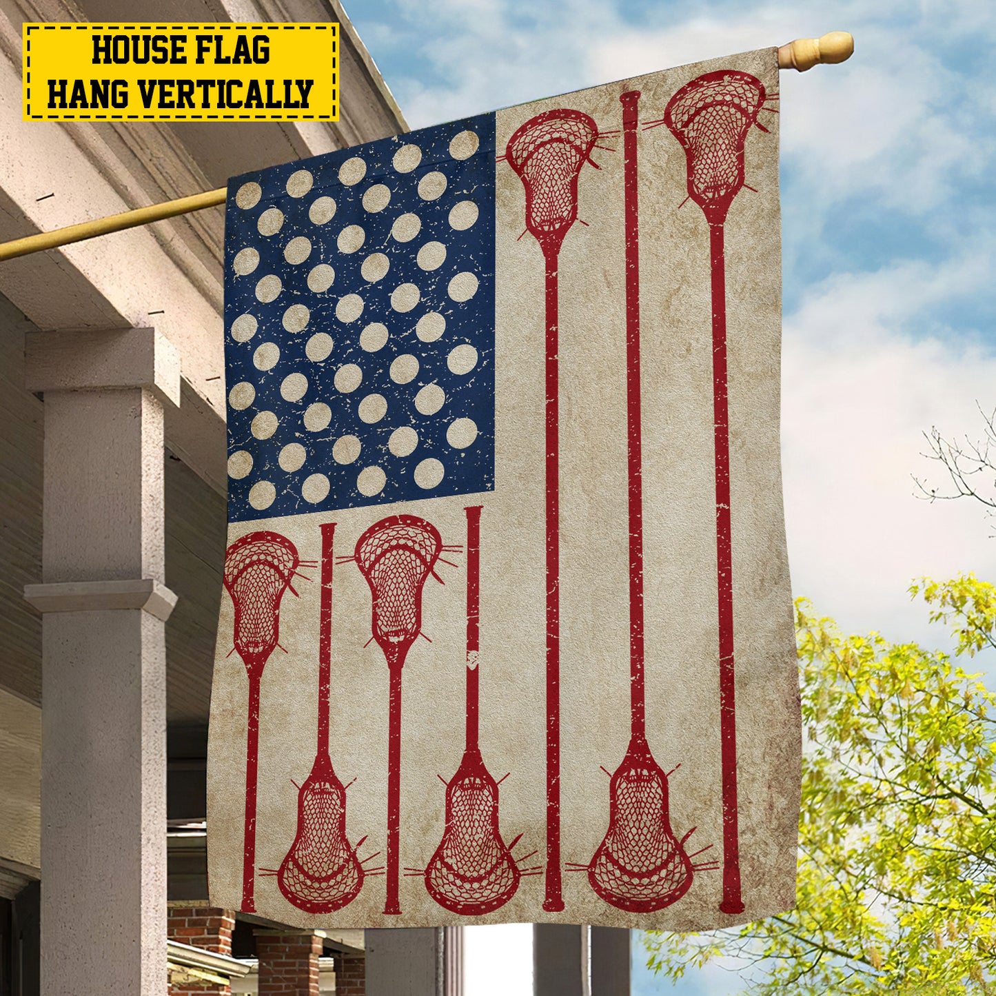 July 4th Lacrosse American Garden Flag House Flag, Independence Day Patriotic Lacrosse USA Yard Flag Gift For Lacrosse Lovers