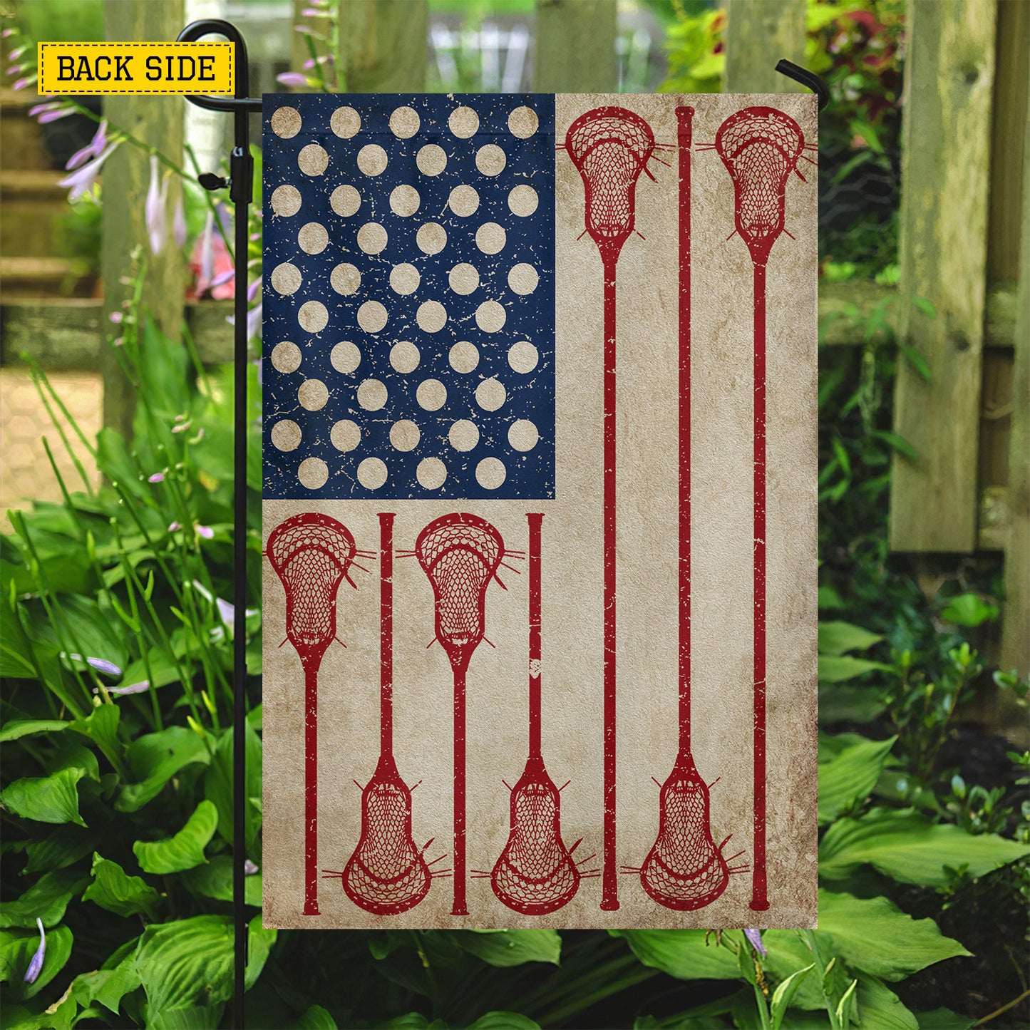 July 4th Lacrosse American Garden Flag House Flag, Independence Day Patriotic Lacrosse USA Yard Flag Gift For Lacrosse Lovers
