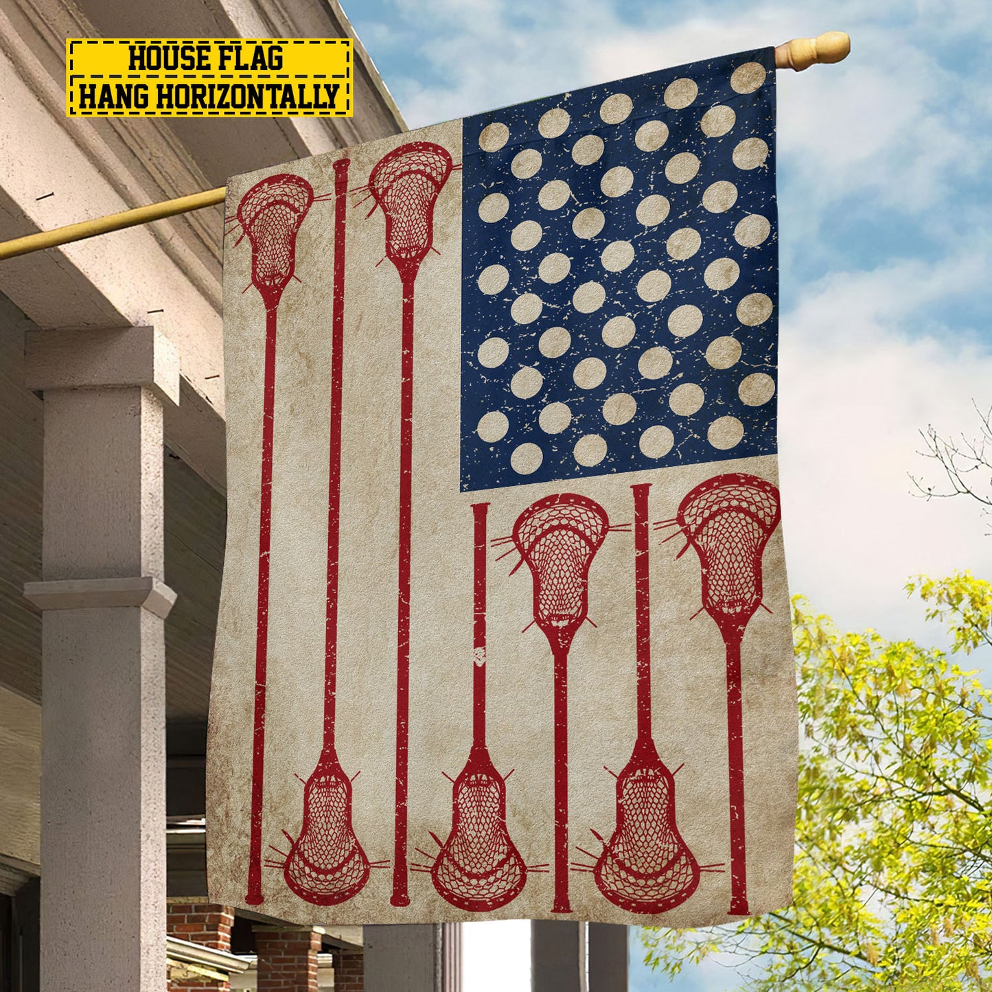 July 4th Lacrosse American Garden Flag House Flag, Independence Day Patriotic Lacrosse USA Yard Flag Gift For Lacrosse Lovers
