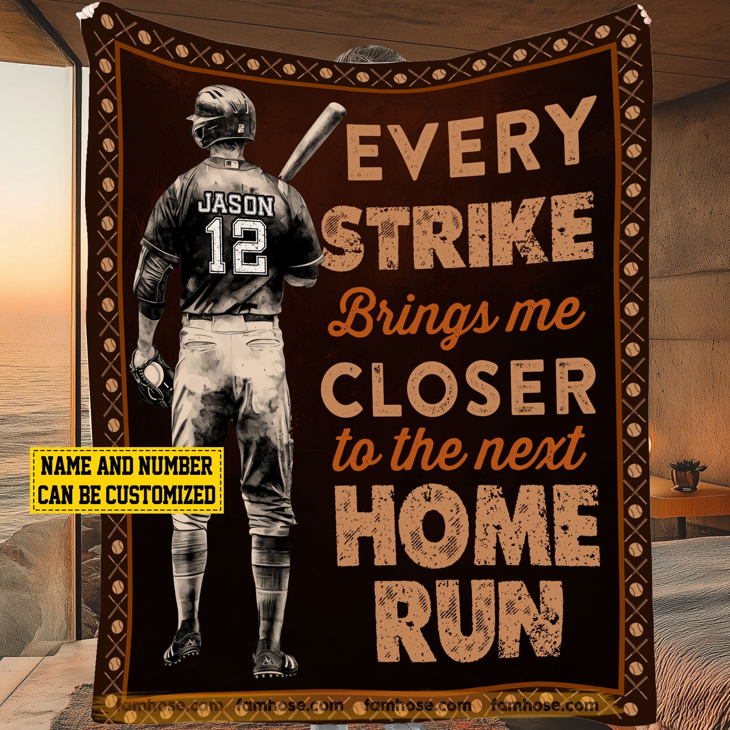 Motivational Personalized Baseball Boy Fleece Blanket, Every Strike Brings Me Closer To The Next Home Run Sport Woven Blanket, Cool Sherpa Blanket Gift For Baseball Lovers