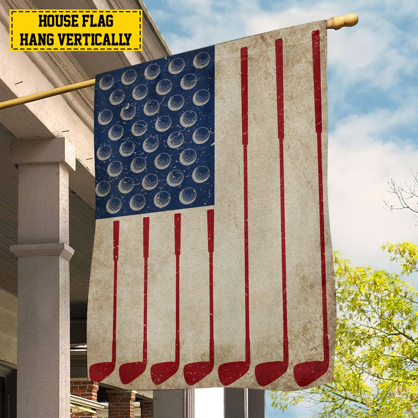 July 4th Golf Garden Flag House Flag, Golf Arrange USA Flag, Independence Day Yard Flag Gift For Golf Lovers, Golf Players