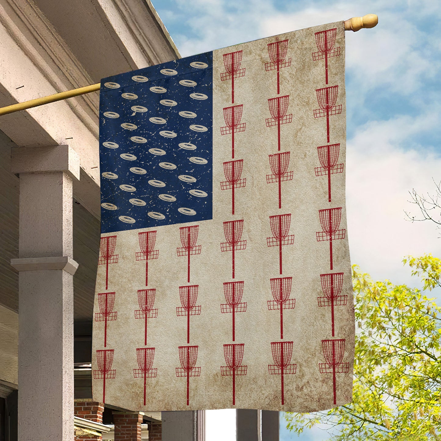 July 4th Disc Golf Garden Flag House Flag, Independence Day Yard Flag Gift For Disc Golf Lovers, Disc Golf Players