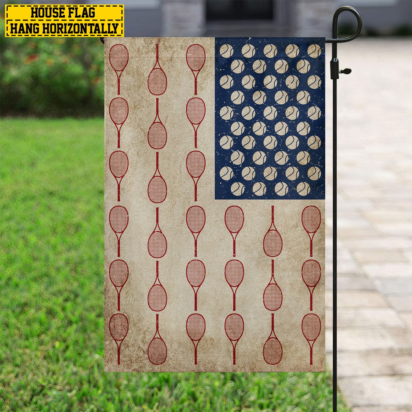 July 4th Tennis American Garden Flag House Flag, Independence Day Yard Flag Gift For Tennis Players, Tennis Lovers