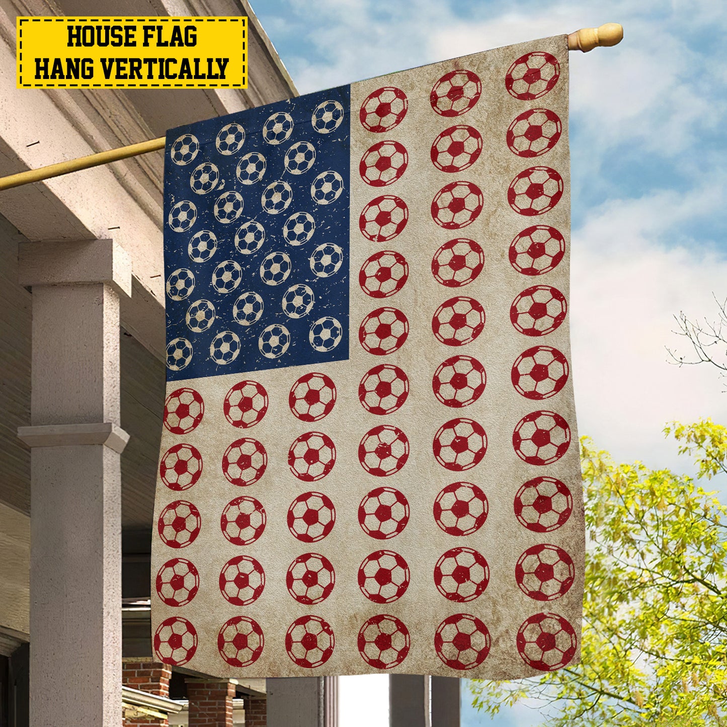 July 4th Soccer American Garden Flag House Flag, Independence Day Patriotic Soccer USA Yard Flag Gift For Soccer Lovers
