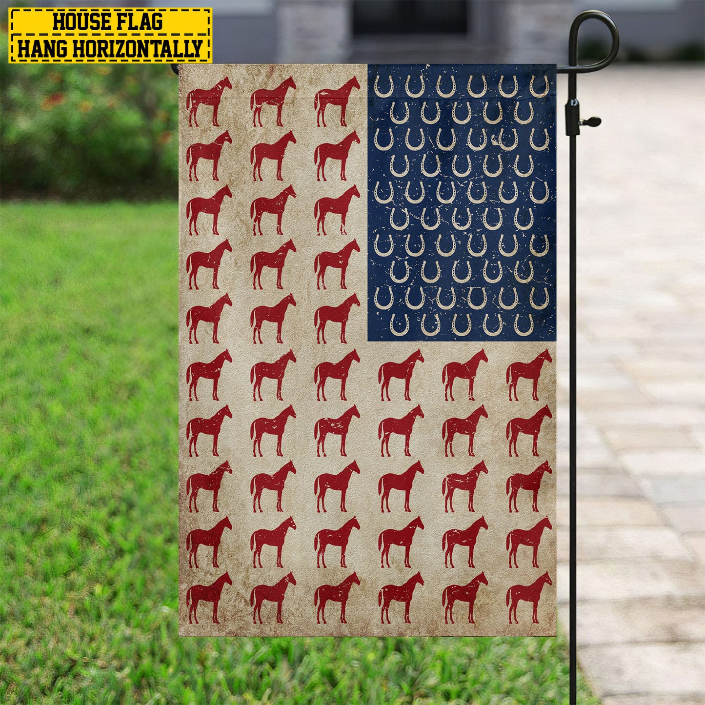 July 4th Horse American Garden Flag & House Flag, Independence Day Patriotic Horse USA Yard Flag Gift For Horse Lovers