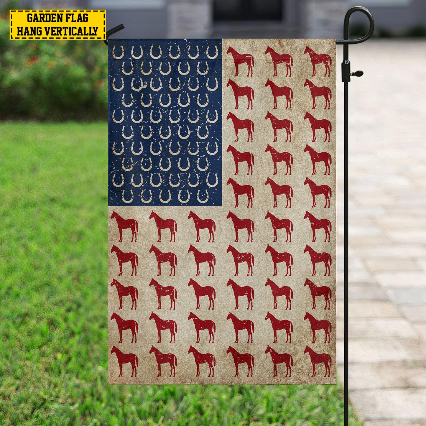 July 4th Horse American Garden Flag & House Flag, Independence Day Patriotic Horse USA Yard Flag Gift For Horse Lovers