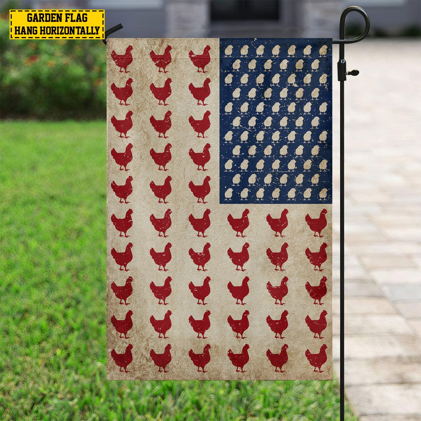July 4th Chicken American Garden Flag House Flag, Independence Day Patriotic Chicken USA Yard Flag Gift For Chicken Lovers, Farmers