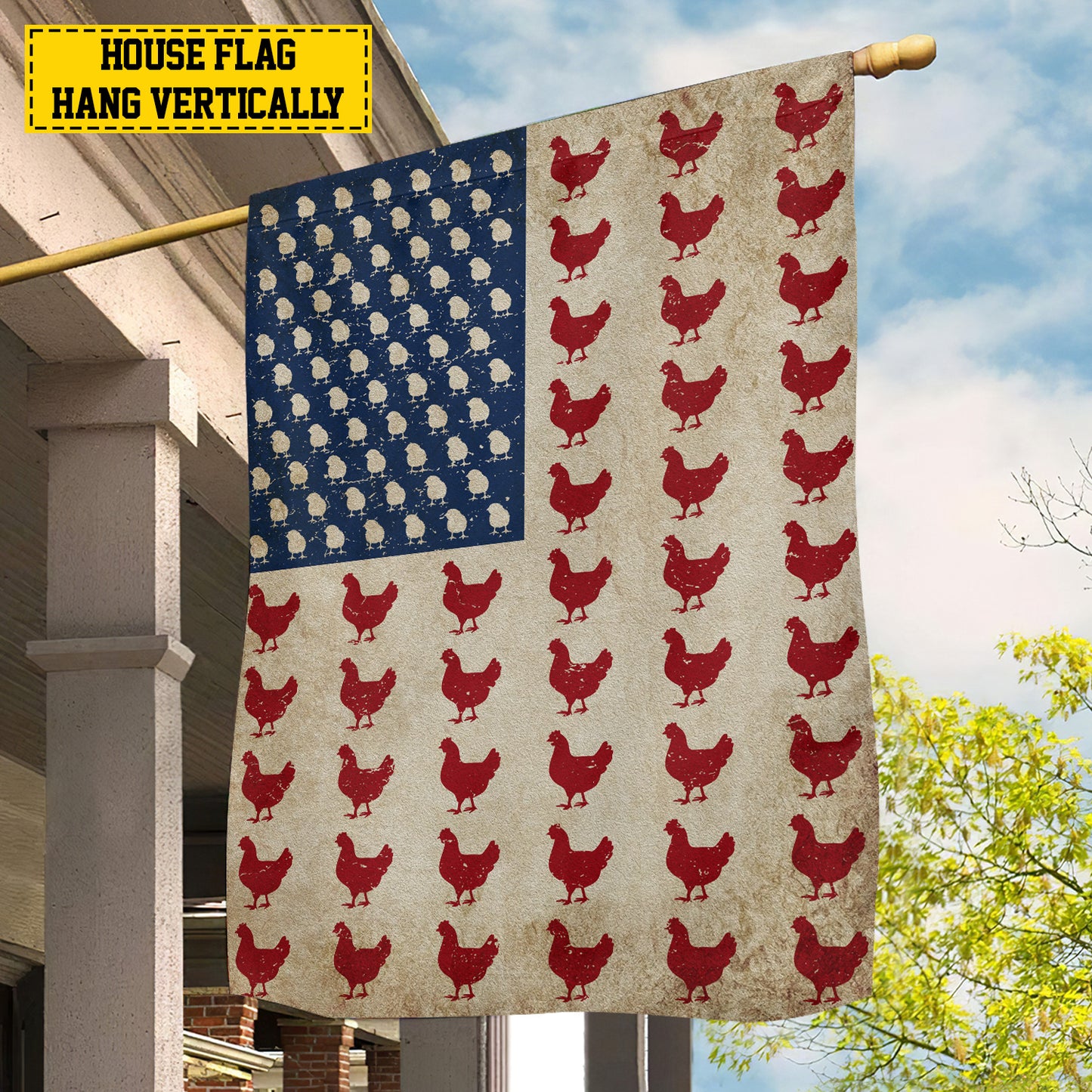 July 4th Chicken American Garden Flag House Flag, Independence Day Patriotic Chicken USA Yard Flag Gift For Chicken Lovers, Farmers