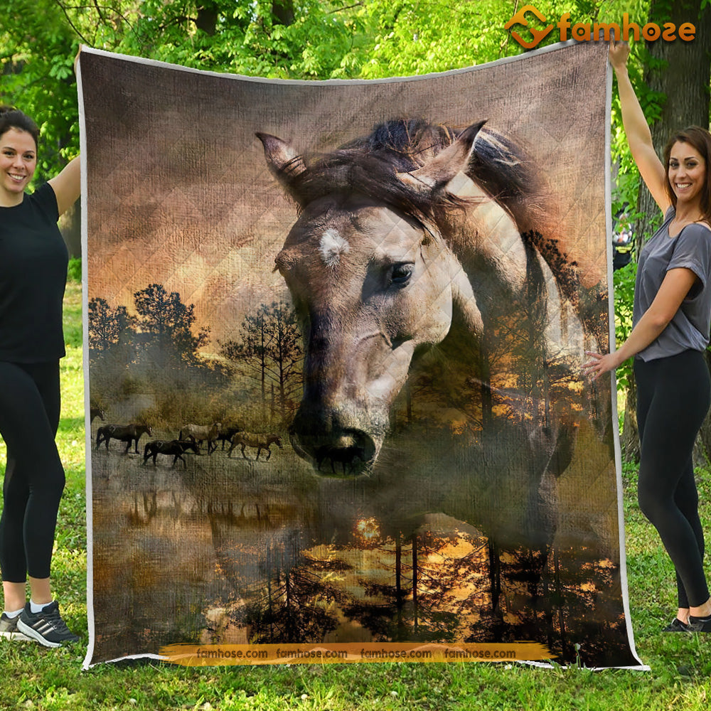 Horse Blanket, Strong Horse Standing Alone Fleece Blanket - Sherpa Blanket Gift For Horse Lover