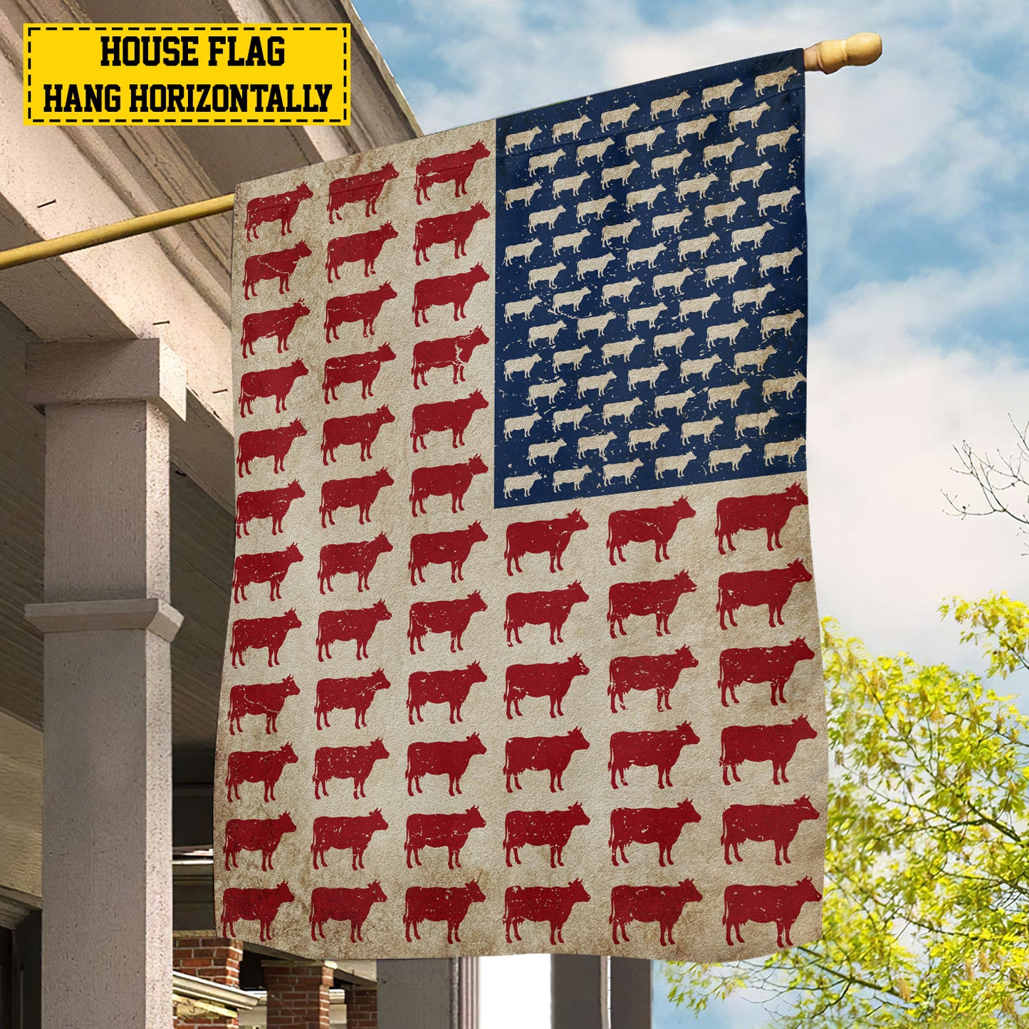 July 4th Cow American Garden Flag & House Flag, Independence Day Patriotic Cows USA Yard Flag Gift For Cow Lovers, Farmers