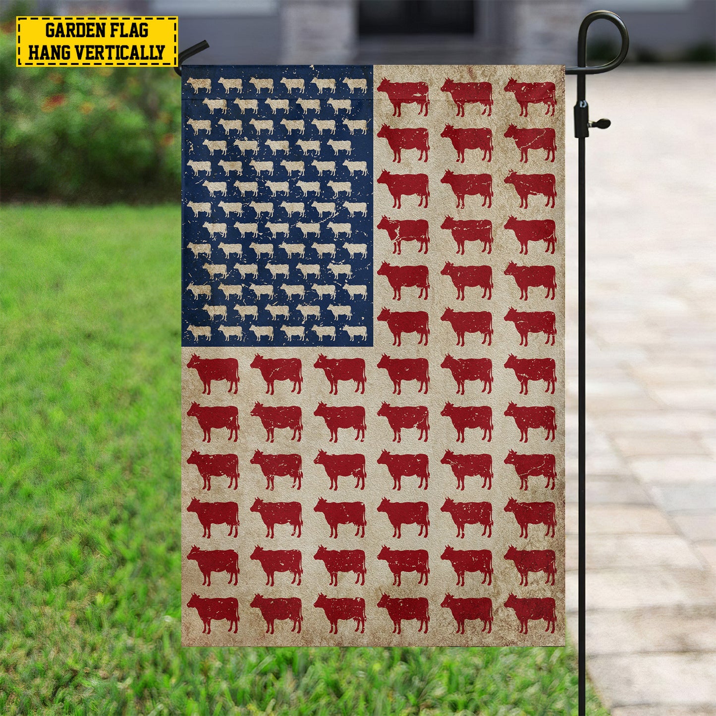 July 4th Cow American Garden Flag & House Flag, Independence Day Patriotic Cows USA Yard Flag Gift For Cow Lovers, Farmers