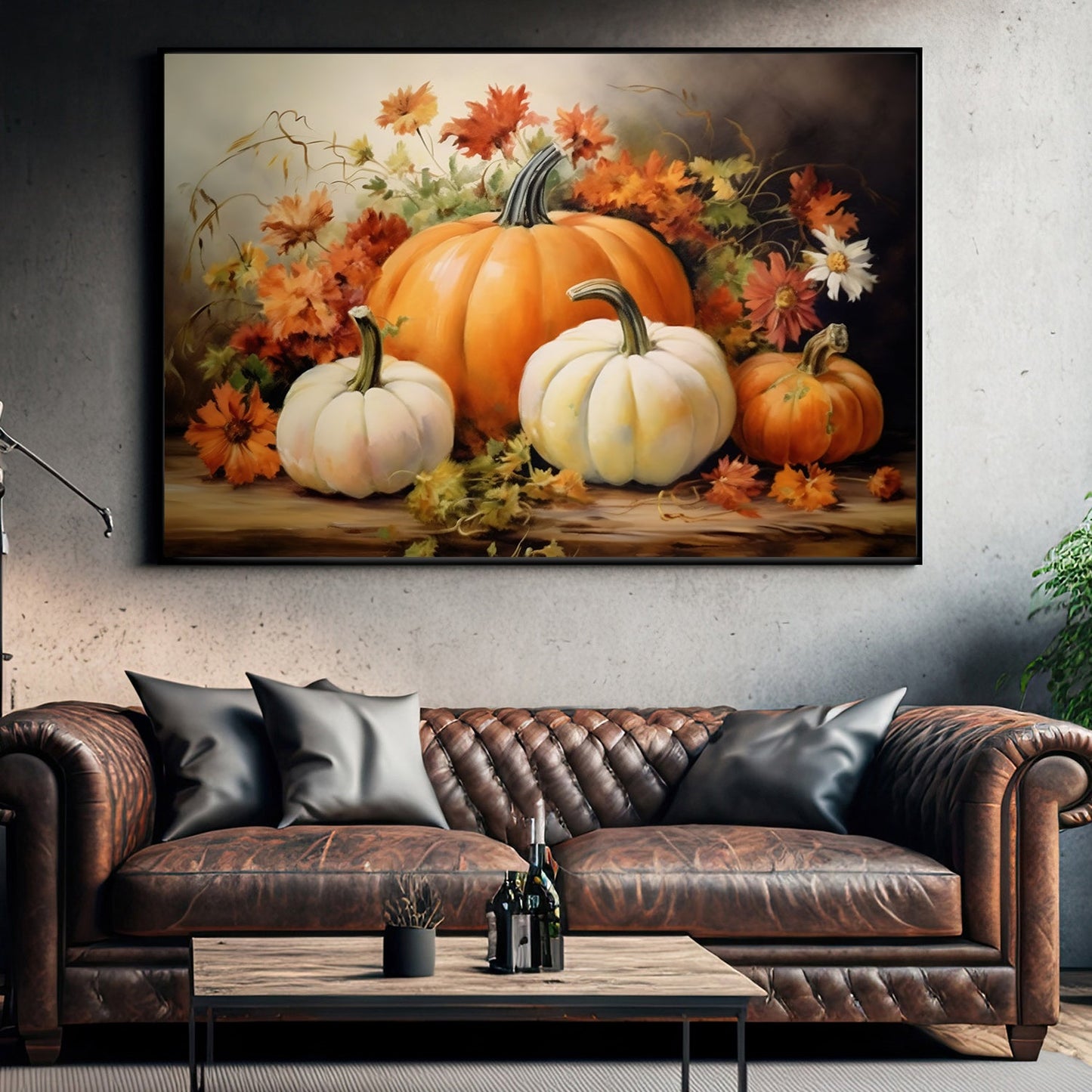 Pumpkins Make Me Feel Grateful Thanksgiving Canvas Painting, Wall Art Decor - Thanksgiving Poster Gift