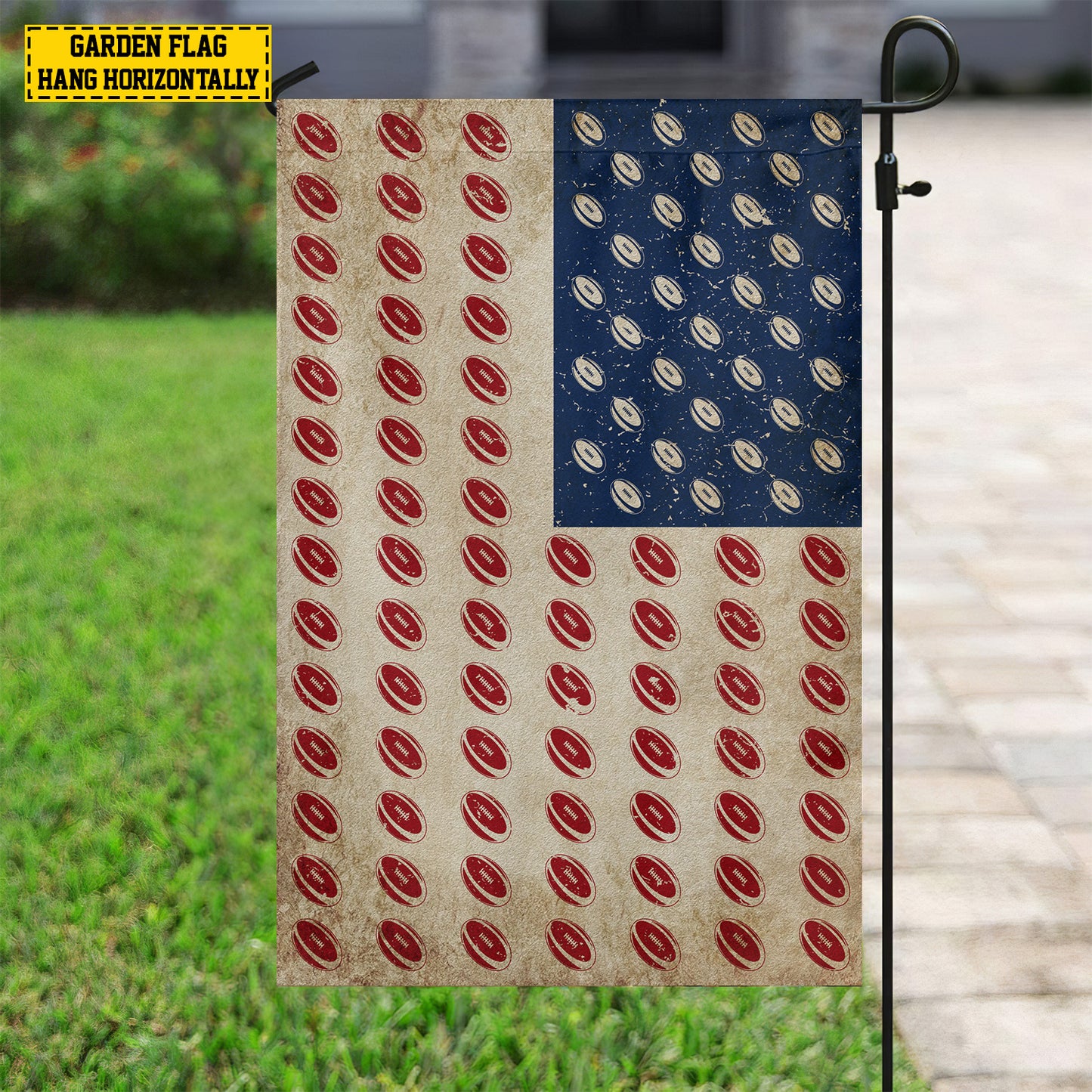 July 4th Rugby American Garden Flag & House Flag, Independence Day Patriotic Rugby USA Yard Flag Gift For Rugby Lovers