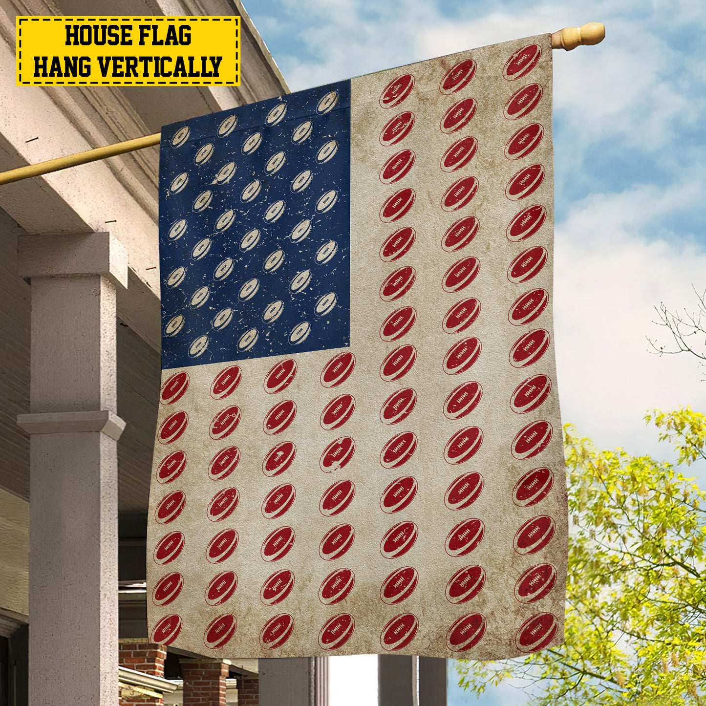 July 4th Rugby American Garden Flag & House Flag, Independence Day Patriotic Rugby USA Yard Flag Gift For Rugby Lovers