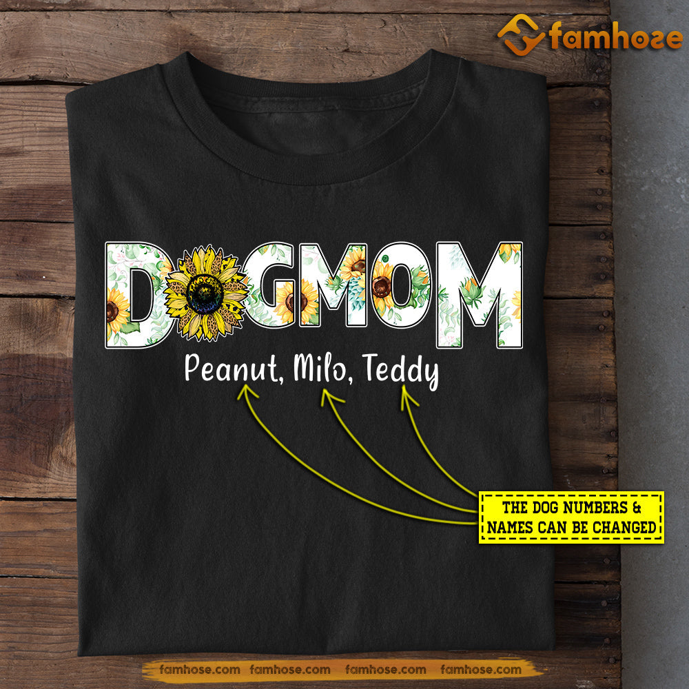Cute Personalized Dog Mom T-shirt, Dogshoe Sunflower Dog Mom, Mother's Day Gift For Dog Lovers, Dog Owners, Dog Mom Tees