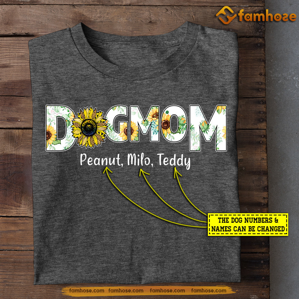 Cute Personalized Dog Mom T-shirt, Dogshoe Sunflower Dog Mom, Mother's Day Gift For Dog Lovers, Dog Owners, Dog Mom Tees
