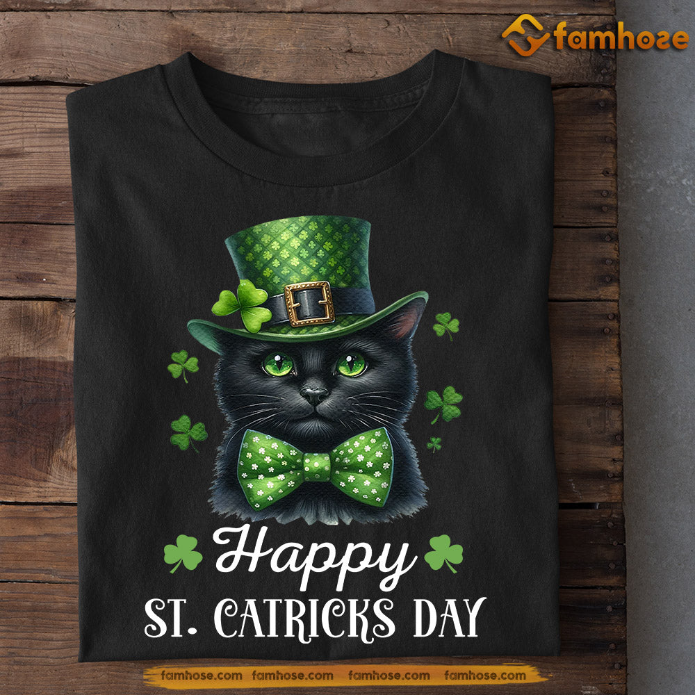 St Patrick's Day Cat T-shirt, Catricks Day Green Hat, Patricks Day Gift For Cat Lovers Cat Owners, Cat Tees