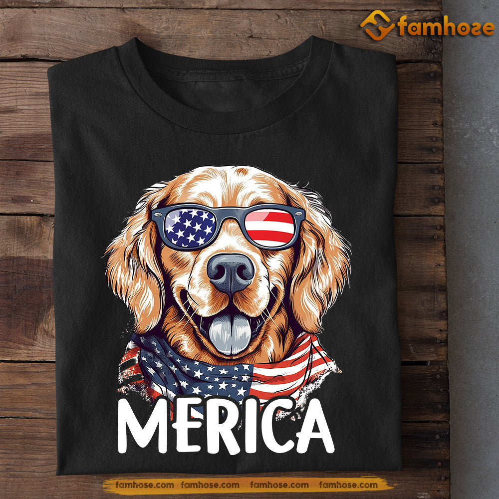 Golden Retriever 4th July Patriotic American Flag Short-Sleeve Unisex  T-Shirt