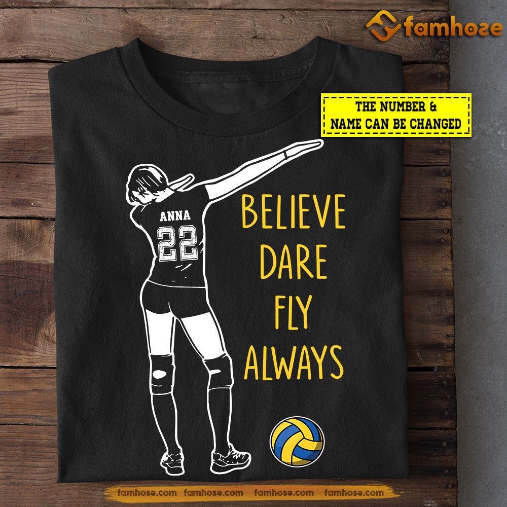 Personalized Volleyball T-shirt, Believe Fly Always, Inspirational