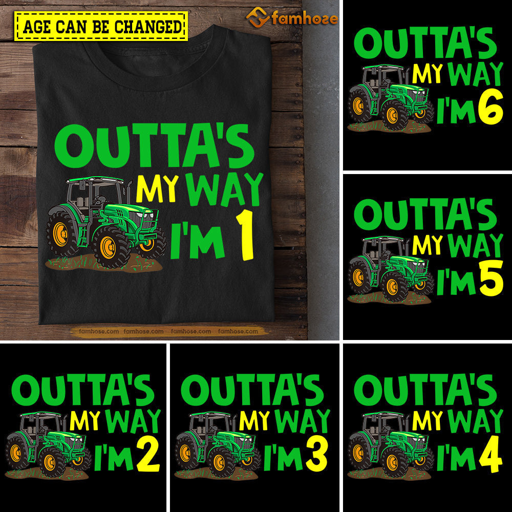 Tractor Birthday T-shirt, Outta's My Way I'm Birthday Tees Gift For Kids Boys Girls Tractor Lovers, Age Can Be Changed
