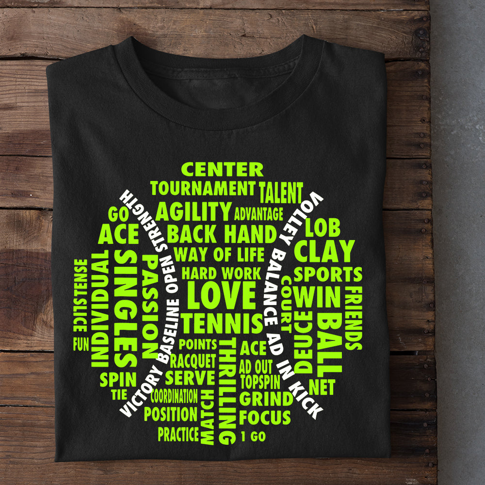 Tennis T-shirt, Back Hand Hard Work Love Tennis, Gift For Tennis Lovers,  Tennis Players, Tennis Tees