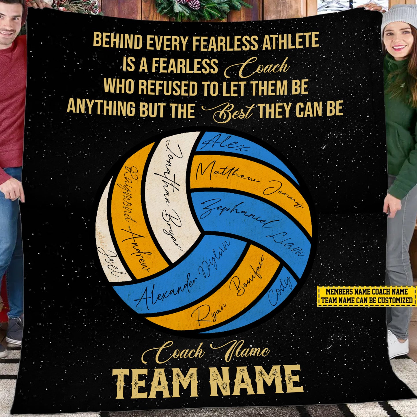 Personalized Volleyball Fleece Blanket, Fearless Coach Woven Blanket, Cool Sherpa Blanket Gift For Volleyball Lovers