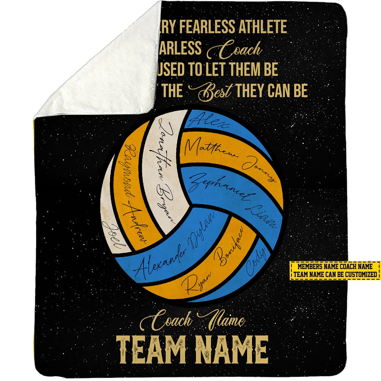 Personalized Volleyball Fleece Blanket, Fearless Coach Woven Blanket, Cool Sherpa Blanket Gift For Volleyball Lovers