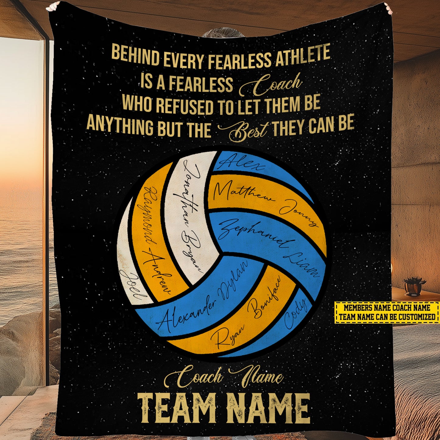 Personalized Volleyball Fleece Blanket, Fearless Coach Woven Blanket, Cool Sherpa Blanket Gift For Volleyball Lovers