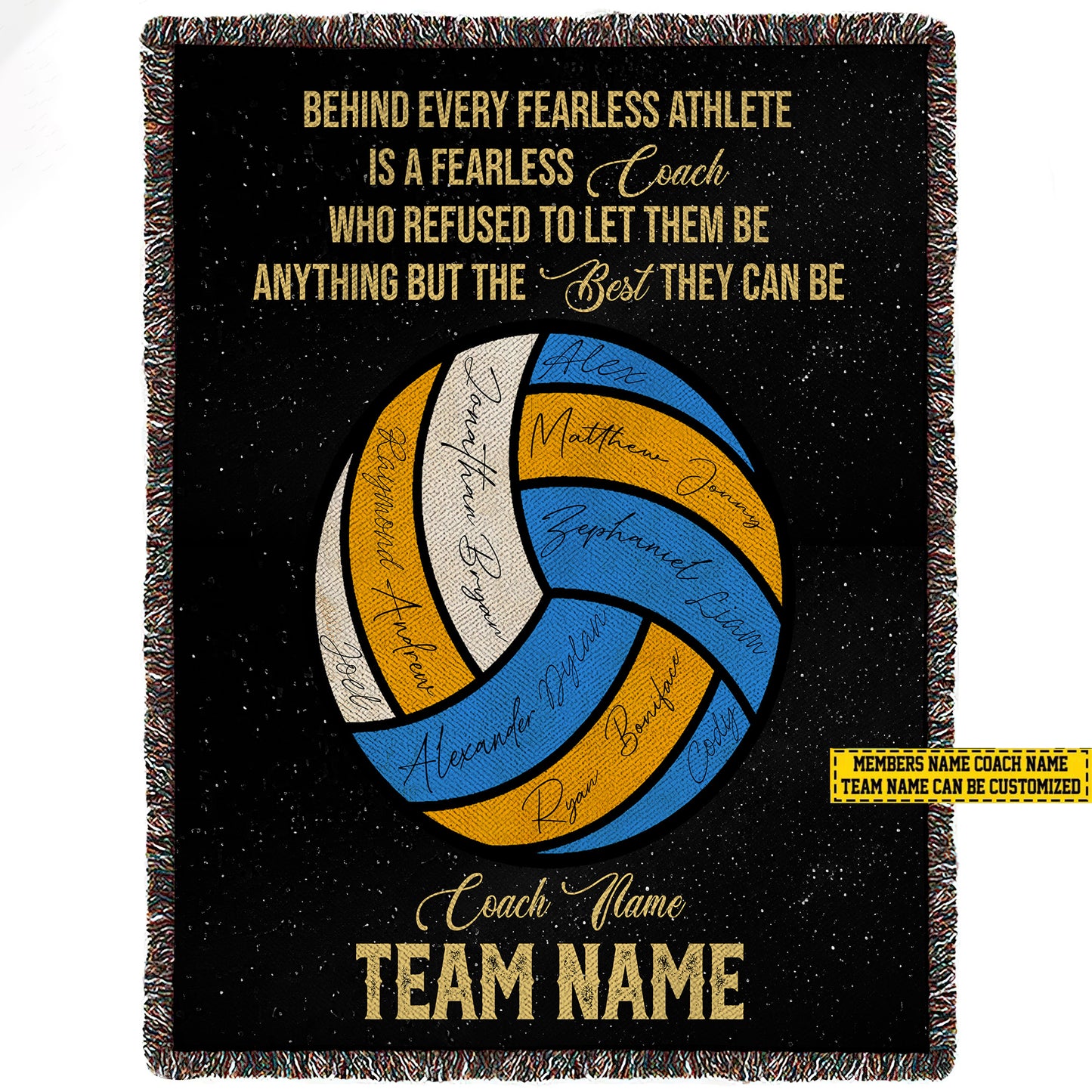 Personalized Volleyball Fleece Blanket, Fearless Coach Woven Blanket, Cool Sherpa Blanket Gift For Volleyball Lovers