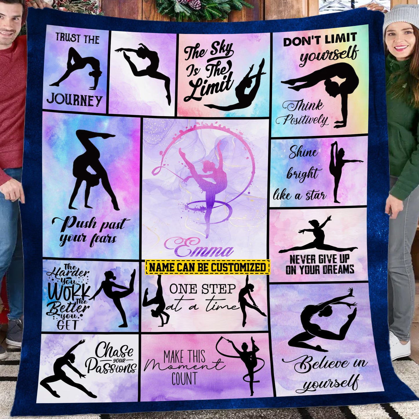 Personalized Gymnastics Girl Fleece Blanket, Chase Your Passions Woven Blanket, Cool Sherpa Blanket Gift For Gymnastics Lovers