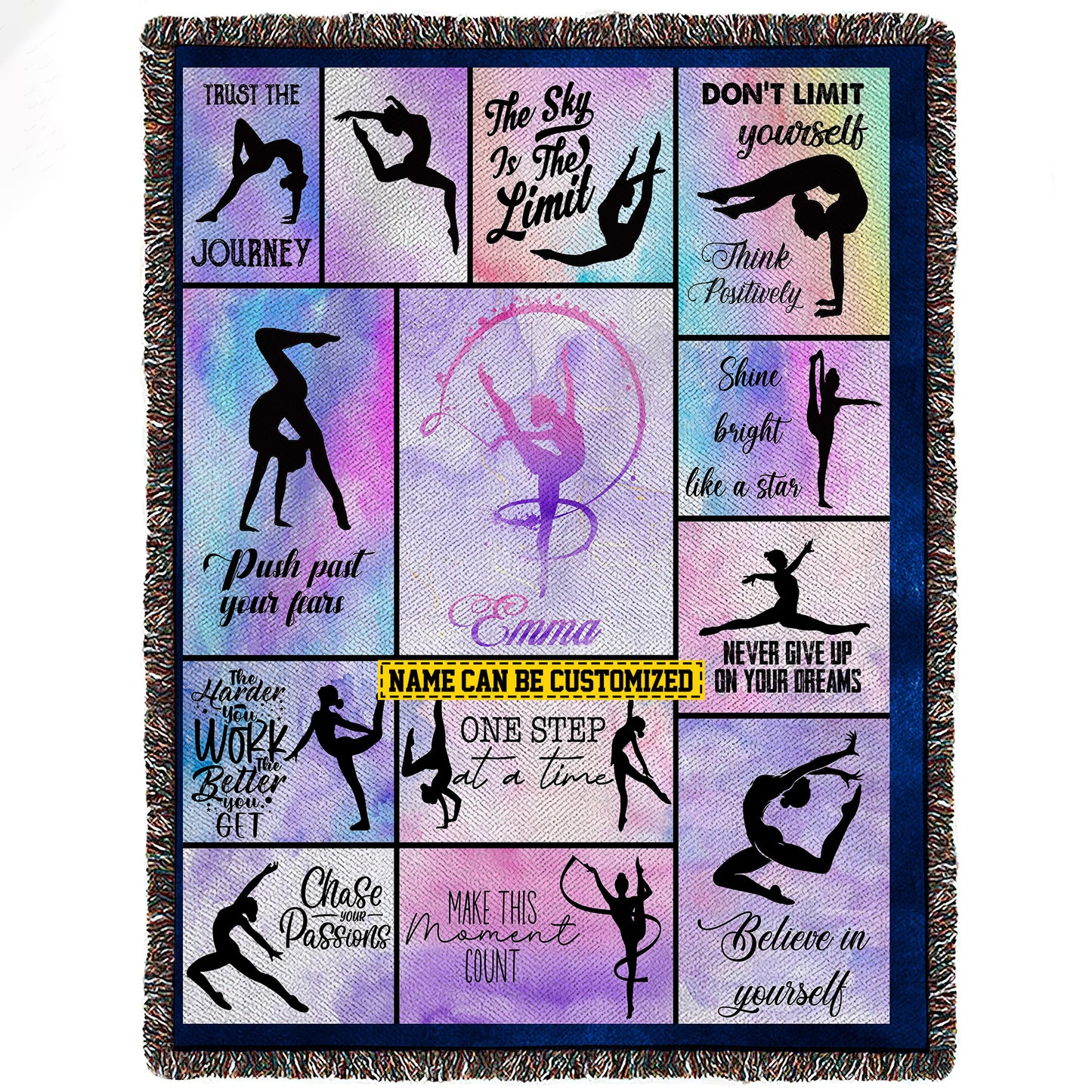 Personalized Gymnastics Girl Fleece Blanket, Chase Your Passions Woven Blanket, Cool Sherpa Blanket Gift For Gymnastics Lovers