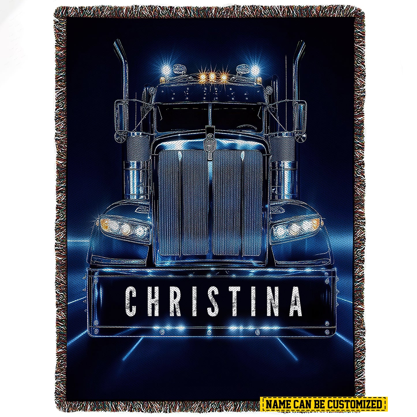 Personalized Trucker Fleece Blanket, Trucker's Road Woven Blanket, Cool Sherpa Blanket Gift For Trucker Lovers