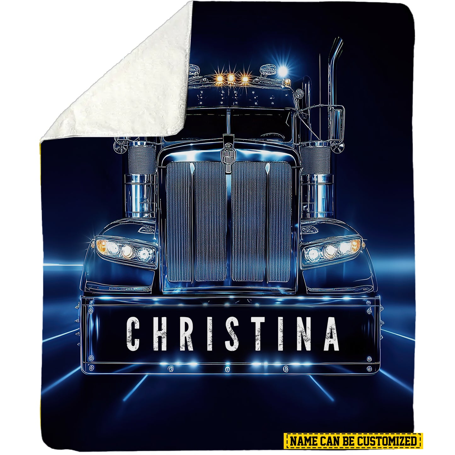 Personalized Trucker Fleece Blanket, Trucker's Road Woven Blanket, Cool Sherpa Blanket Gift For Trucker Lovers