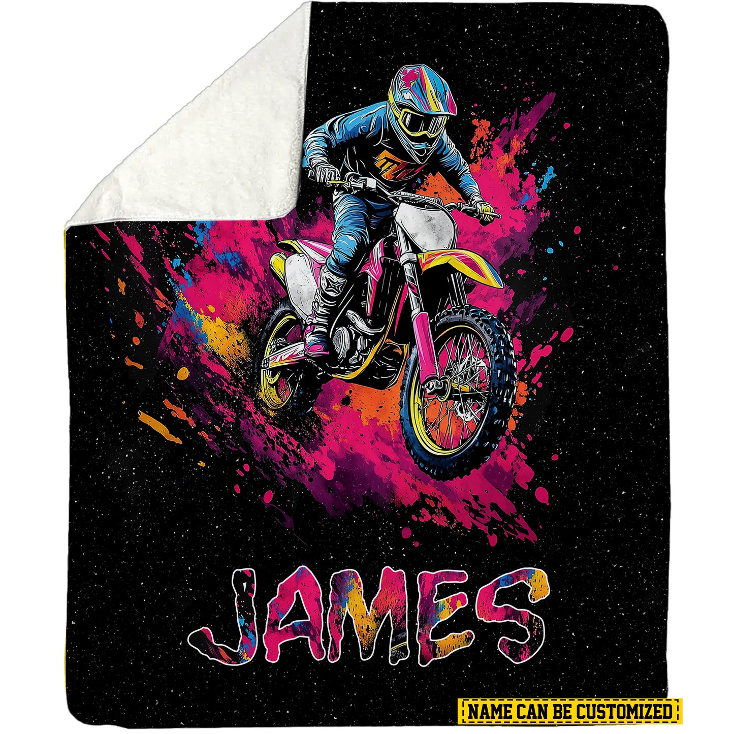 Personalized Dirt Bike Fleece Blanket, Motocross Alone Woven Blanket, Cool Sherpa Blanket Gift For Dirt Bike Lovers