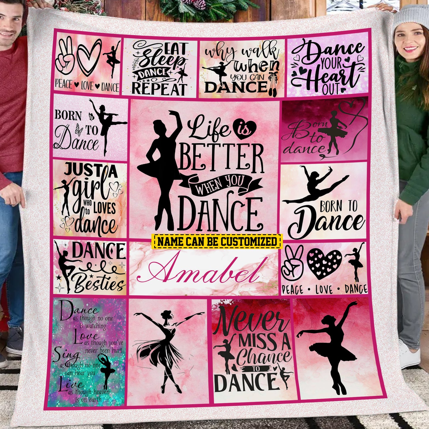 Personalized Ballet Girl Fleece Blanket, Born To Dance Woven Blanket, Cool Sherpa Blanket Gift For Ballet Lovers