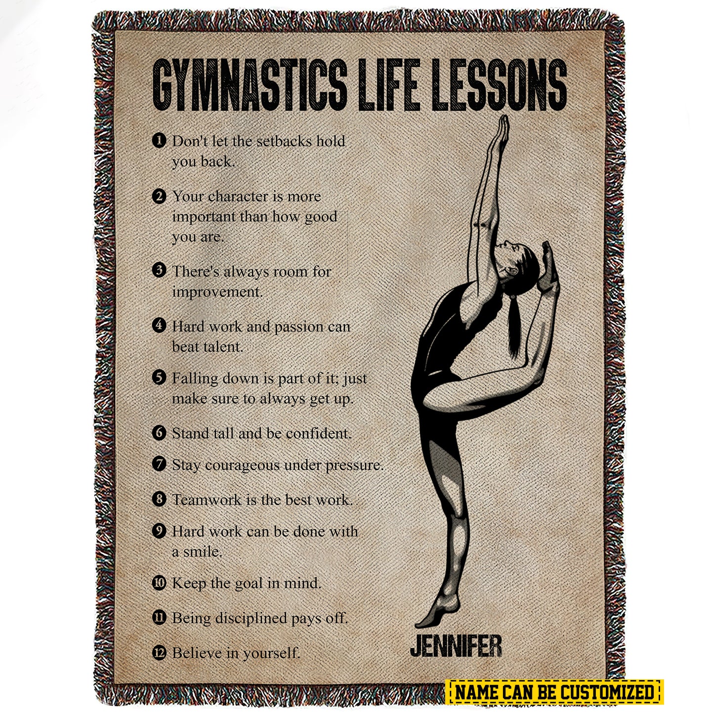 Personalized Gymnastics Girl Life Lessons Fleece Blanket, Gymnastics Woven Blanket, Cool Sherpa Blanket Gift For Gymnastics Lovers