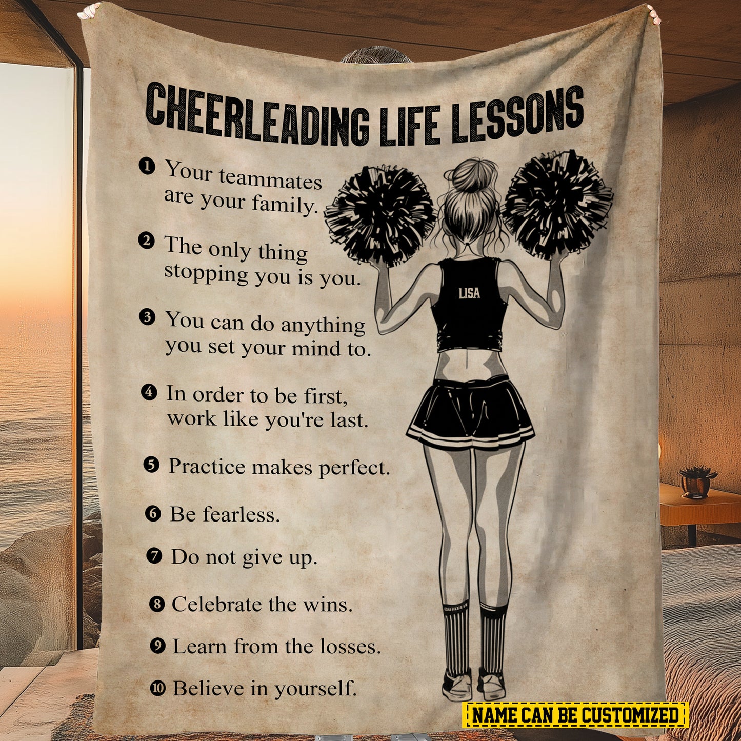 Personalized Cheerleading Girl Life Lessons Fleece Blanket, Cheerleading Woven Blanket, Cool Sherpa Blanket Gift For Cheerleading Lovers