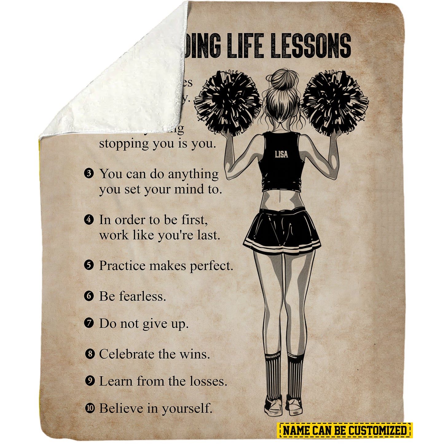 Personalized Cheerleading Girl Life Lessons Fleece Blanket, Cheerleading Woven Blanket, Cool Sherpa Blanket Gift For Cheerleading Lovers