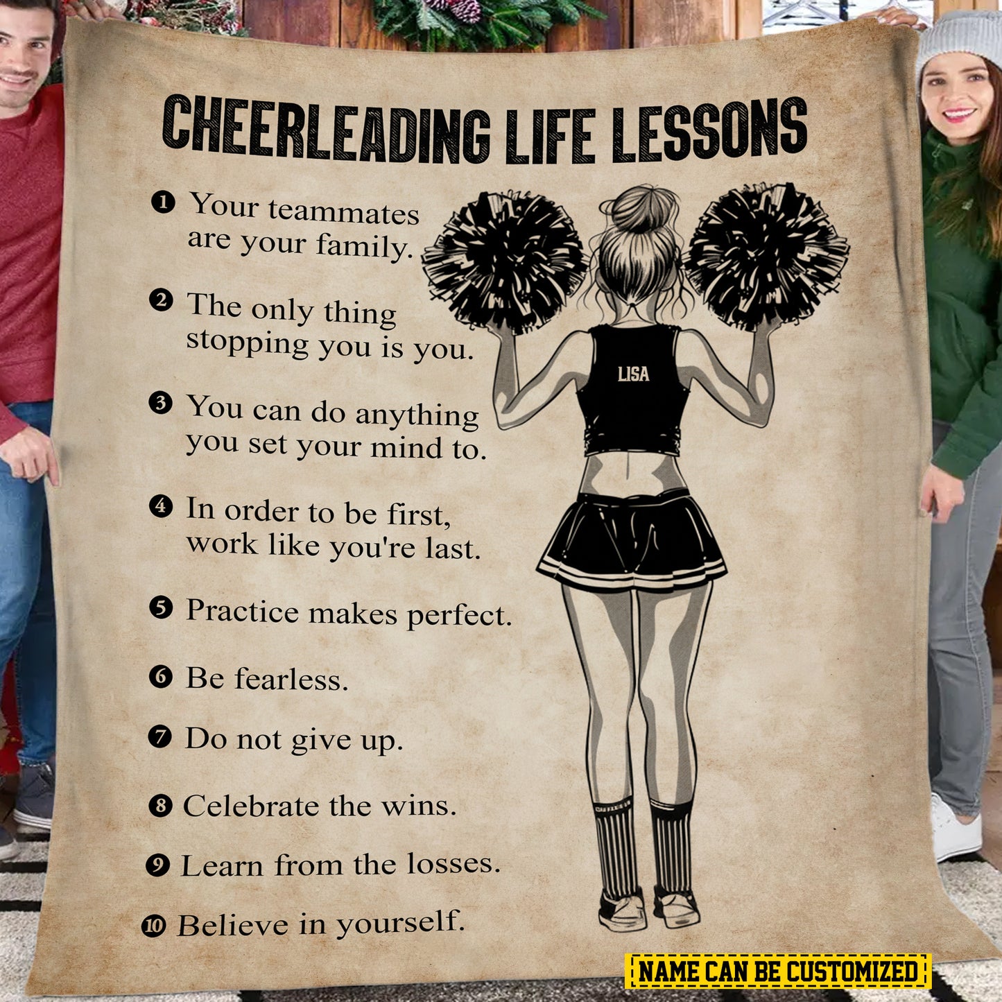 Personalized Cheerleading Girl Life Lessons Fleece Blanket, Cheerleading Woven Blanket, Cool Sherpa Blanket Gift For Cheerleading Lovers