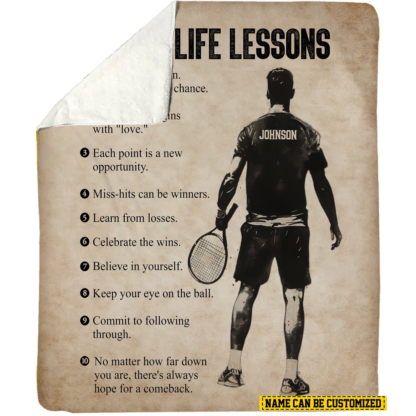 Personalized Tennis Boy Life Lessons Fleece Blanket, Tennis Woven Blanket, Cool Sherpa Blanket Gift For Tennis Lovers
