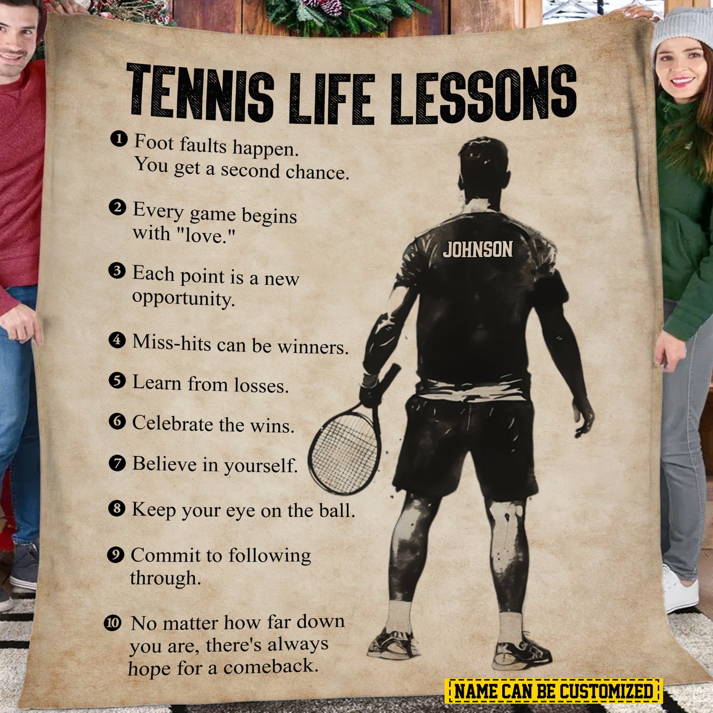 Personalized Tennis Boy Life Lessons Fleece Blanket, Tennis Woven Blanket, Cool Sherpa Blanket Gift For Tennis Lovers