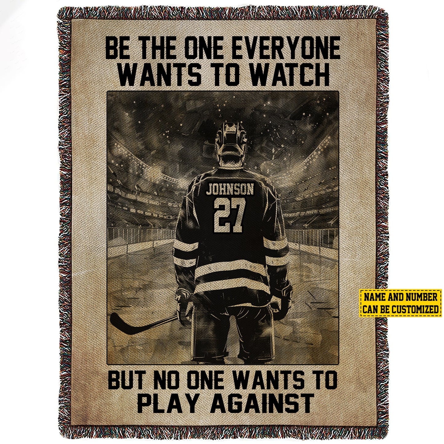 Personalized Hockey Boy Fleece Blanket, Be The One Everyone Wants To Watch Woven Blanket, Cool Sherpa Blanket Gift For Hockey Lovers