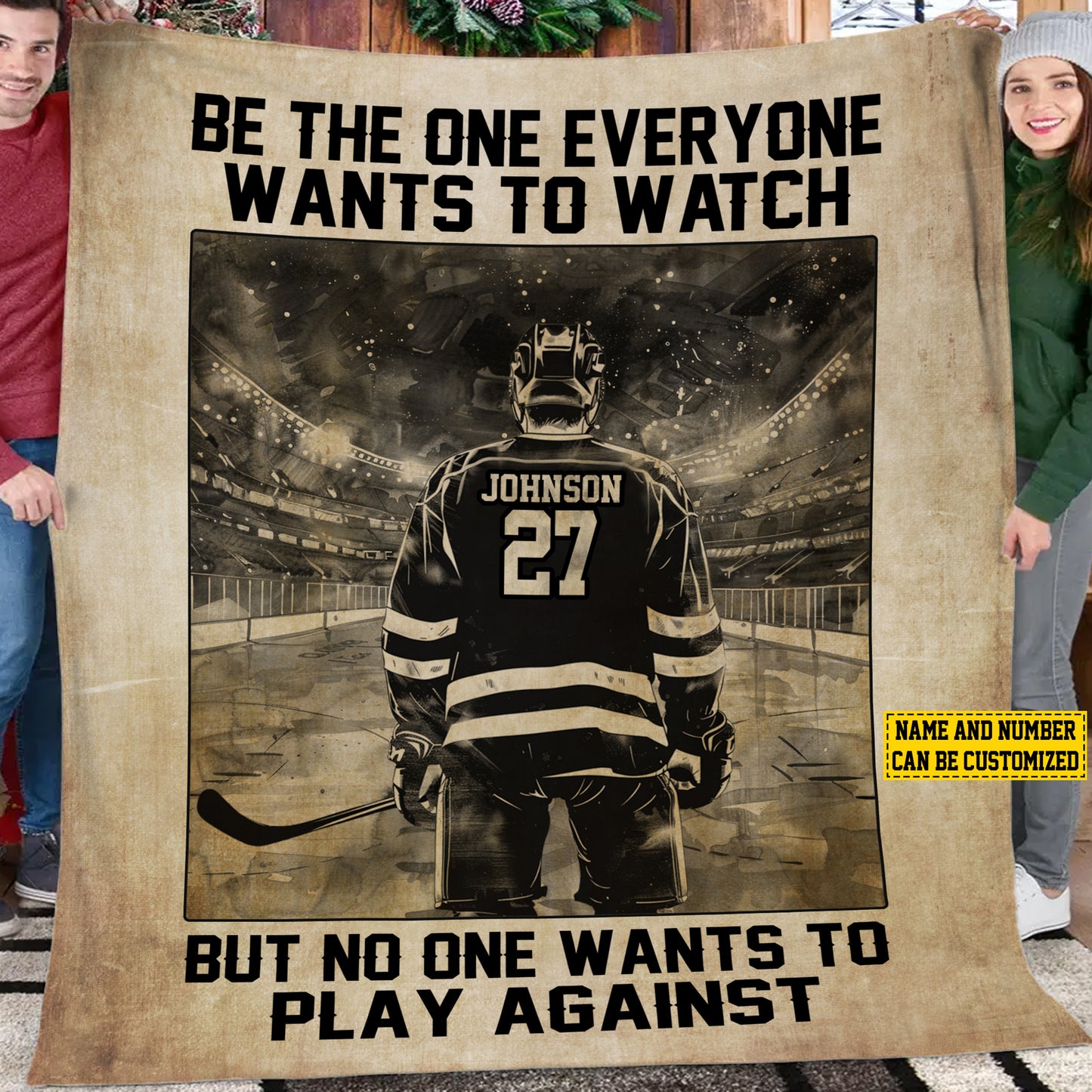 Personalized Hockey Boy Fleece Blanket, Be The One Everyone Wants To Watch Woven Blanket, Cool Sherpa Blanket Gift For Hockey Lovers