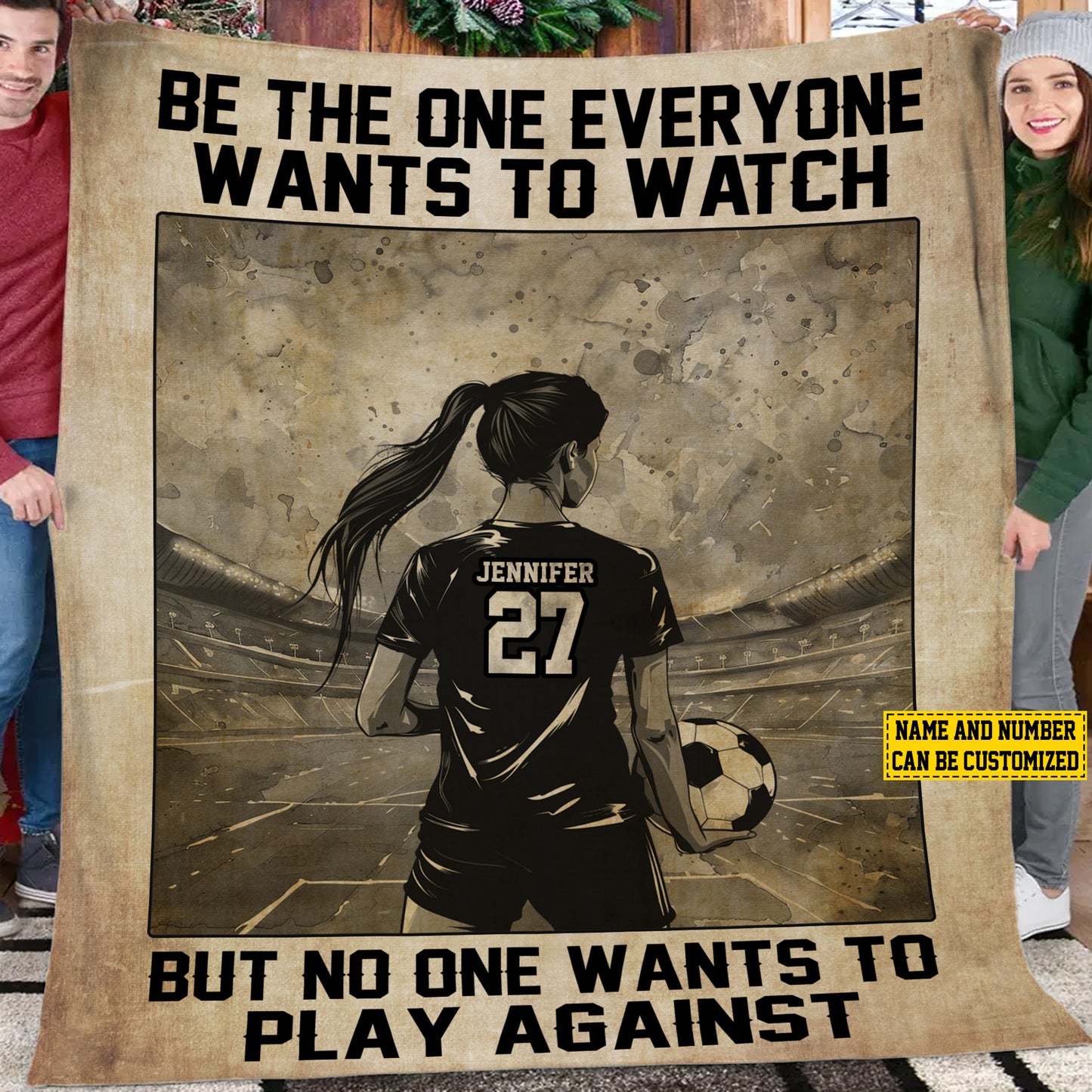 Personalized Soccer Girl Be The One Everyone Wants To Watch Fleece Blanket, Soccer Woven Blanket, Cool Sherpa Blanket Gift For Soccer Lovers